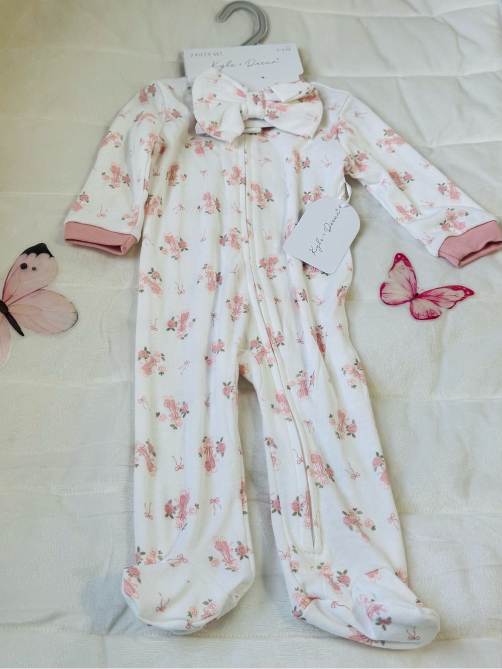 Kyle + Deena Pink Floral Footed Baby One-Piece